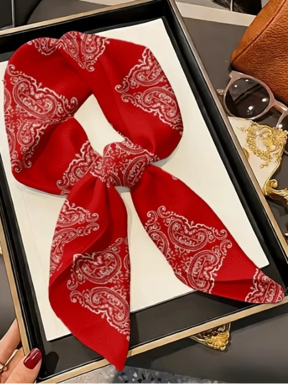 Red Paisley Silk Scarf